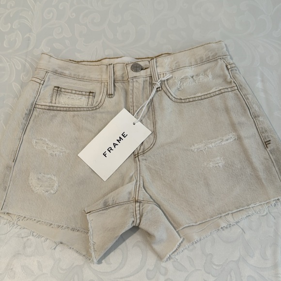 Frame Le Brigette High Waist Raw Hem Denim Shorts - Picture 7 of 16